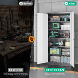 NODHM Metal Storage Cabinets with Lock, 71" Garage Storage Cabinet with 2 Door and 5 Adjustable Shelves, Steel Lockable Tool Cabinets for Home, Office, Gym, Garage… NODHM