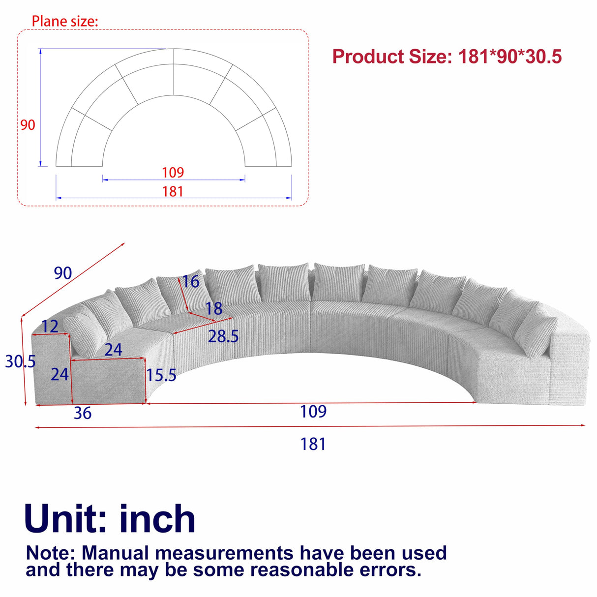 Modular Sectional Sofa Couch for Living Room,Corduroy Comfy Upholstered Cloud Couch，2 Piece Free Combination Curved Sofa with Pillows and High-Density Foam for Bedroom, Salon (Yellow, 6 Seat Sofa) BearDen Creations
