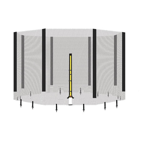 12ft Trampoline Net - Replacement Enclosure Safety Net for 8 Poles Round Frames Trampoline with Double Zipper and Protection Buckles Biggun