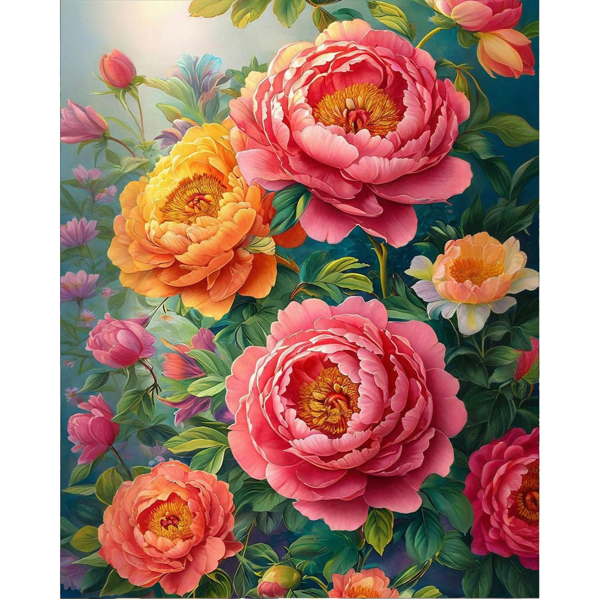 Camocin Paint by Numbers Kit for Adults - Flowers Adult Paint by Number Kits on Canvas Without Frame for Beginner, Peony Floral Oil Painting by Numbers Kit for Gift Home Wall Decor 16x20 Inch Camocin