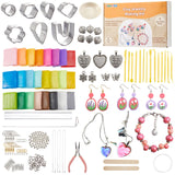 DIY Make Your Own Clay Jewelry Dish Craft Kit for Girls - Jewelry Dish Making Kit, w/24 Color Polymer Clay, 7 Circle Cutters, Rollers,212 pcs Earring Making Tools Arts and Crafts for Kids Ages 8+ Gleamkid