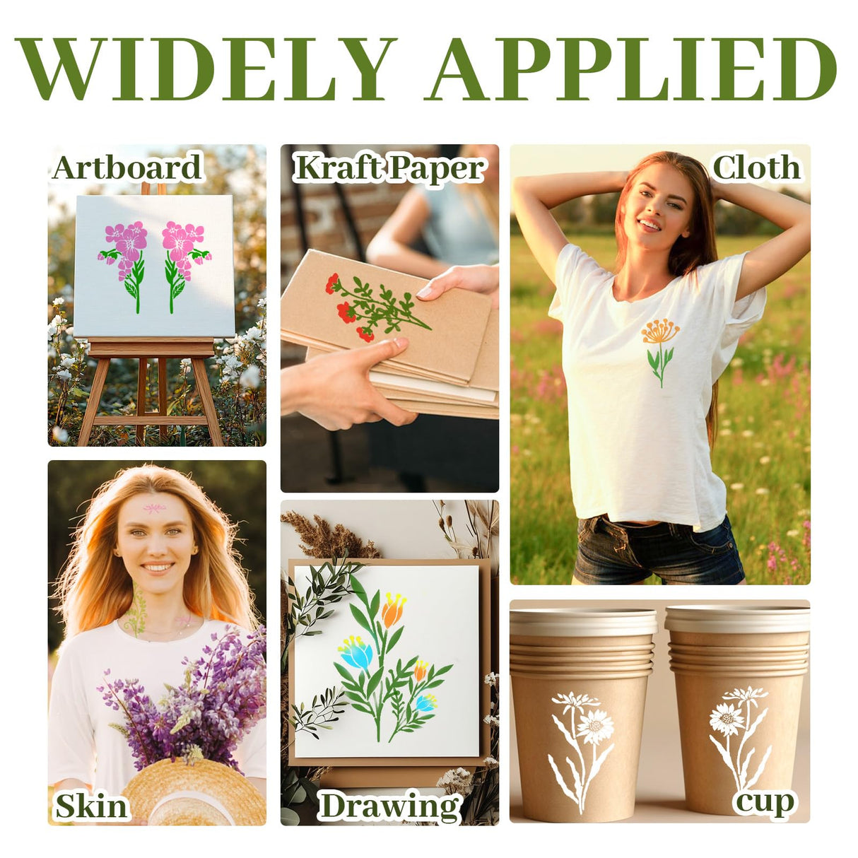 18 Sheet Reusable Flower Stencils for Painting,Stencils for Painting on Wood,Large Floral Stencil Templates with Leaf Vine Designs for DIY Crafts,Home Decor,Furniture Art starfa lab