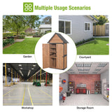 GUTINNEEN Outdoor Storage Shed with All Around Strong Metal Frame, Garden Tool Sheds Cabinet with Floor & Adjustable Shelves, Wooden Tool House for Backyard Garden Patio Lawn (Brown) GUTINNEEN