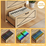 Vabches Farmhouse File Cabinet with 2 Drawers, Lateral Filing Cabinet Office File Cabinet with File Drawers, Wood Rustic Storage Cabinet File Organizer for Home Office, Living Room, Brown Vabches