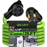 GEARit 30-Amp Extension Cord for Dryer and EV, 125/250-Volt, 4-Prong, Compatible with Tesla Model 3 Model Y Model X Model S, NEMA 14-30P to 14-30R, Level 2 EV Charging Cable STW 10AWG/4, 25 Ft, Green GearIT