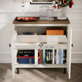 FENSULN Buffet Sideboard Cabinet Farmhouse Modern Storage Cabinet with Adjustable Shelves for Kitchen, Coffee Bar, Living Room, White FENSULN