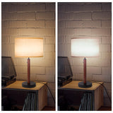 Mid Century Table Lamp,Walnut Wood Finish Table Lamps, Modern Mid Pull Chain Switch Bedside Lamps for Night Stands, Desk Lamp for Beding Room,Living Room,Reading Lamp with E26 Base,Linen LampShade HonoDing
