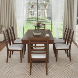 P PURLOVE 7 Piece Extendable Dining Table Set, Wooden Rustic Extendable Table with 18" Move Leaf and 6 Piece Upholstered Chairs for Dining Room, Kitchen (Brown) P PURLOVE