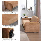 DUOMAY Cute Chenille Loveseat Sofa, Modern 55" Wide Seat Couch Minimalist Style Comfy Deep Seat Sofa for 2-3 Seater for Living Room Apartment, Brown DUOMAY