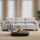 Pipishell 89" 3 Seater Sofa Couch with Deep Seats & Wide Armrests, Supportive Futon with Thickened Cushion, Comfy Cotton-Linen Couches for Living Room,Removable & Washable Covers,Grey Pipishell
