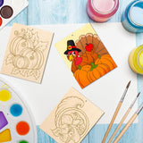 COCHIE 10PCS Large Thanksgiving Unfinished Wood Crafts to Paint for Adults Kids, Bulk Predrilled Wooden Ornaments for Painting, Pumpkin Scarecrow Paintable Wood Slices Craft Supplies with Ropes COCHIE