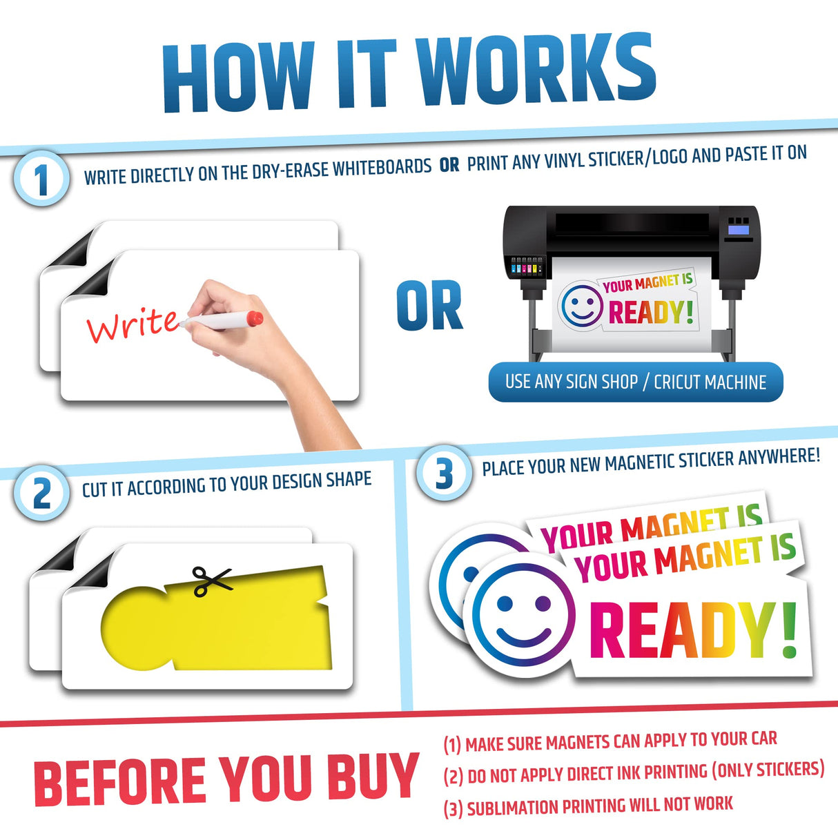 Premium Magnetic Car Signs - Will Never Fly Off Your Vehicle/Truck Door (Upgraded Magnets) - Customize The Magnetic Sheets to Advertise Your Business | Flexible & Lays Flat | 24” X 12” | 2 Pack HMmagnets