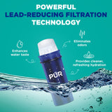 PUR PLUS 30-Cup Water Filter Dispenser with 1 Lead-Reducing PUR PLUS Filter, Dishwasher Safe, Powerful Filtration, Large Capacity with Slim, Space-Saving Design, White (DS1811Z) PUR