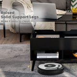 Giantex Lift Top Coffee Table, Modern Cocktail Table w/Hidden Compartment & 2 Open Shelves, Flip Top Center Table, Wooden Pull up Coffee Table for Living Room, Reception Room, Office (Black) Giantex