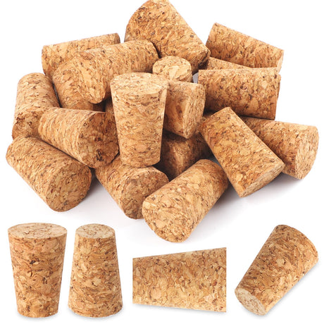 20 Pack Soft Wood Tapered Corks, Leakproof Plugs for Wine, Beer & Liquor Bottles, DIY Crafts 0.940.671.38 In Svalor