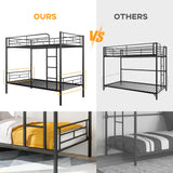 Merax Bunk Bed with Ladder and high Guardrail, Able to Split, Metal Bunk Bed, Storage Space, Noise Free,Twin Over Twin Size Bunk Bed,Black Merax