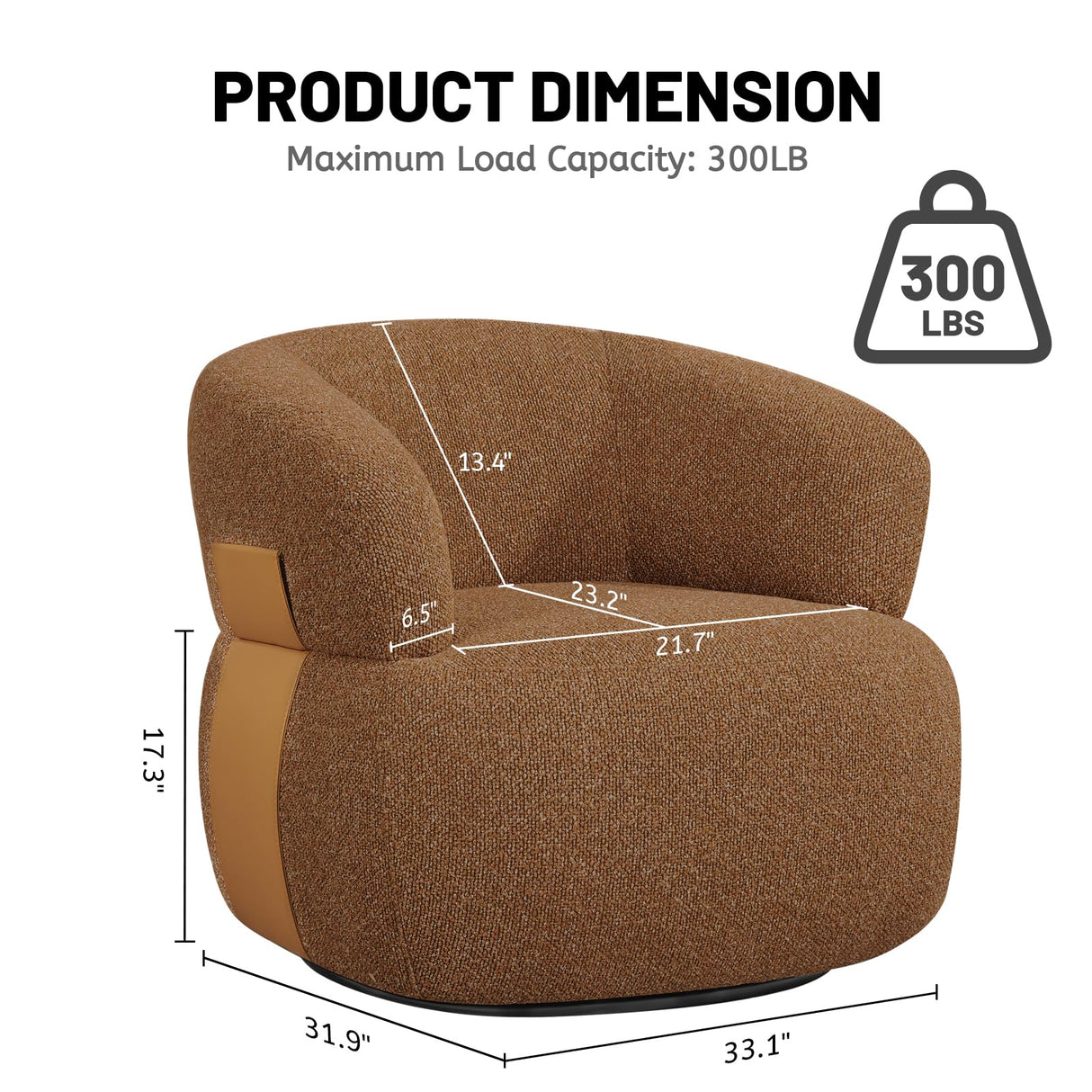 CABAUSPWM Swivel Accent Chair Set of 2, 360° Swivel Barrel Chair for Living Room, Reading Chair for Bedroom, Modern Round Accent Arm Chairs Club Chair for Nursery Living Room CABAUSPWM