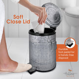 Autumn Alley Rustic Farmhouse Bathroom Trash Can - Pet Proof Galvanized Trash Can with Soft-Close Lid and Pedal for Rustic Bathroom Accessories, Kitchen Waste Basket, Country Home Décor, 5L, 1.3 Gal. Autumn Alley