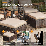 Jolydale 5 Pieces Patio Furniture Set Outdoor Wicker Rattan Swivel Gliders Rocker Patio Bistro Set with Rocking Chairs and Side Table for Deck, Backyard, and Porch, Beige Jolydale