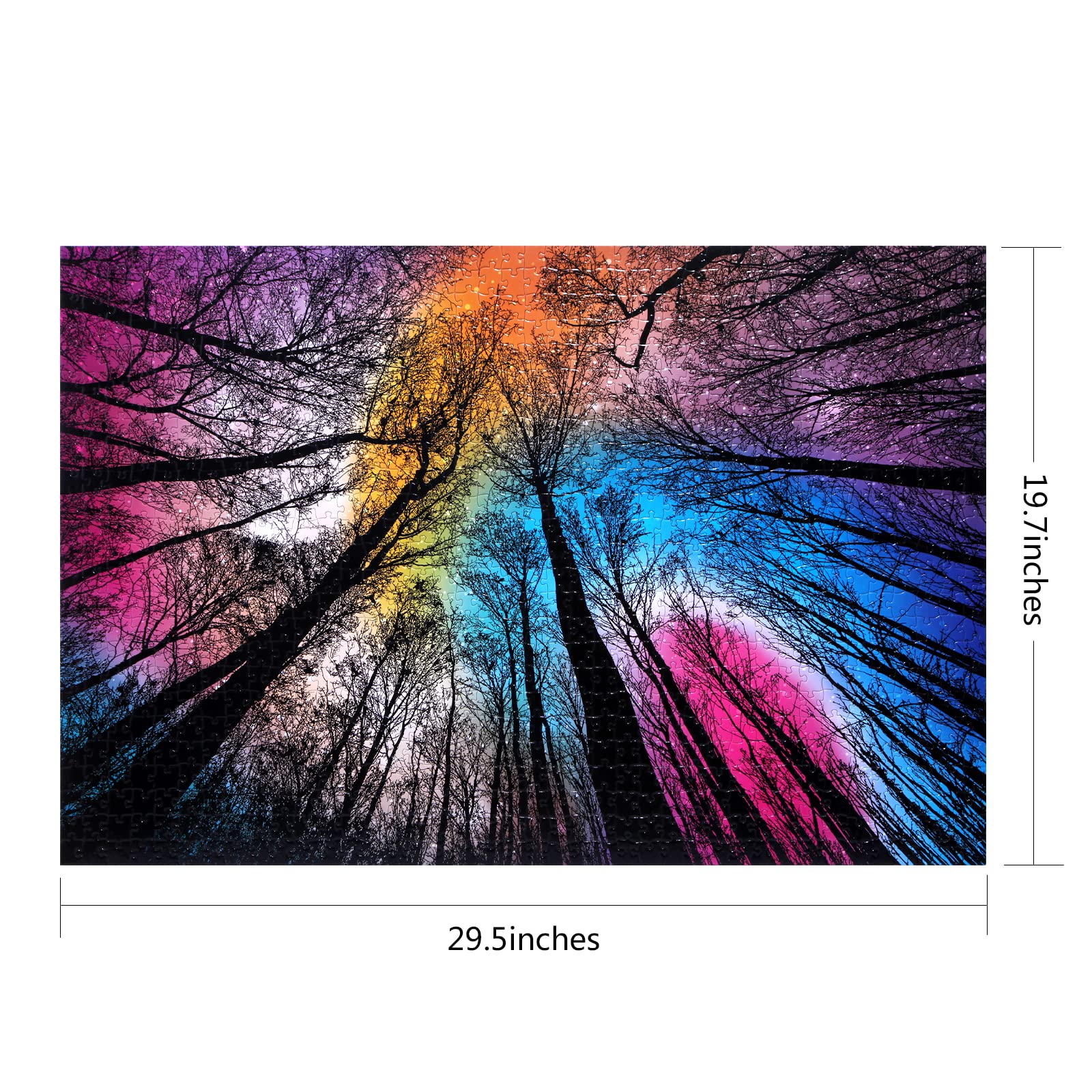 Bgraamiens Puzzle-Forest Under Starry Night-1000 Pieces Gradient Magic Colorful Puzzle for Adult,Hard Challenge Puzzle for Adult - WoodArtSupply