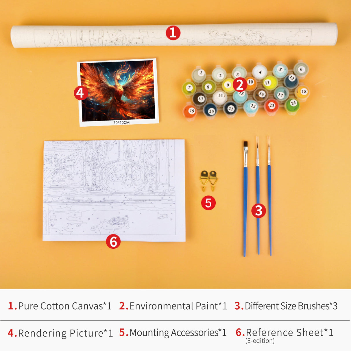 TUMOVO Paint by Number Flying Bird with Fire Paint by Number for Adults, Phoenix Oil Painting Kit, Mythological Animal Acrylic Painting Set with Brushes and Pigment, 16x20 Inch TUMOVO