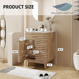 eclife 24" Bathroom Vanity with Sink Combo Mid-Century Freestanding Cabinet with Wood Stripes Decor, Adjustable Shelf, Undermount Sink Faucet Drain, Light Walnut eclife