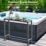 Mr IRONSTONE Outdoor Bar Table 39'' Patio Table Pub Height Dining Table with Waterproof Top and Hammer Finish Stand for Hot Tub, Garden, Backyard Mr IRONSTONE