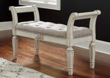 Signature Design by Ashley Realyn French Country Upholstered Tufted Accent Bench, Antique White Signature Design by Ashley