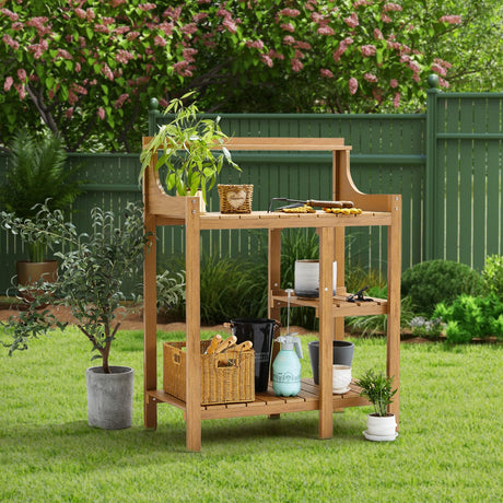 LMP HDPS Potting Bench Table, Potting Bench, Potting Benches for Outside, 50’’x17.5x37.5' (LxWxH) All Weather Potting Table Work Station for Outside Gardening, Wooden Like LMP