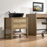 SICOTAS Night Stand Set of 2, Rattan Nightstand with Drawers and Storage Shelf - Boho Bedside Table Narrow Side Table for Bedroom, Small Space SICOTAS