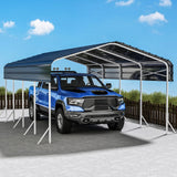 Heavy Duty Metal Carport, Reinforced Frame and Roof for All-Weather, Outdoor Galvanized Car Port with Enhanced Base for Car, Boats (Gray, 12x20 FT) Ironovacage