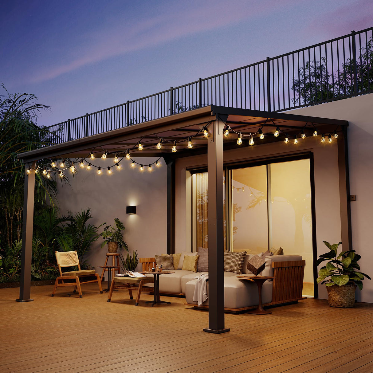 Patiopia 10 * 12FT Pergola,4 * 4 Inch Thickened Pillars & Enlarged Base,Outdoor Hardtop Lean to Gazebo,Wall Mounted Pergola,Pergolas Gazebos Clearance,Aluminum Frame Pergola,UV Resistant Patio Roof PATIOPIA