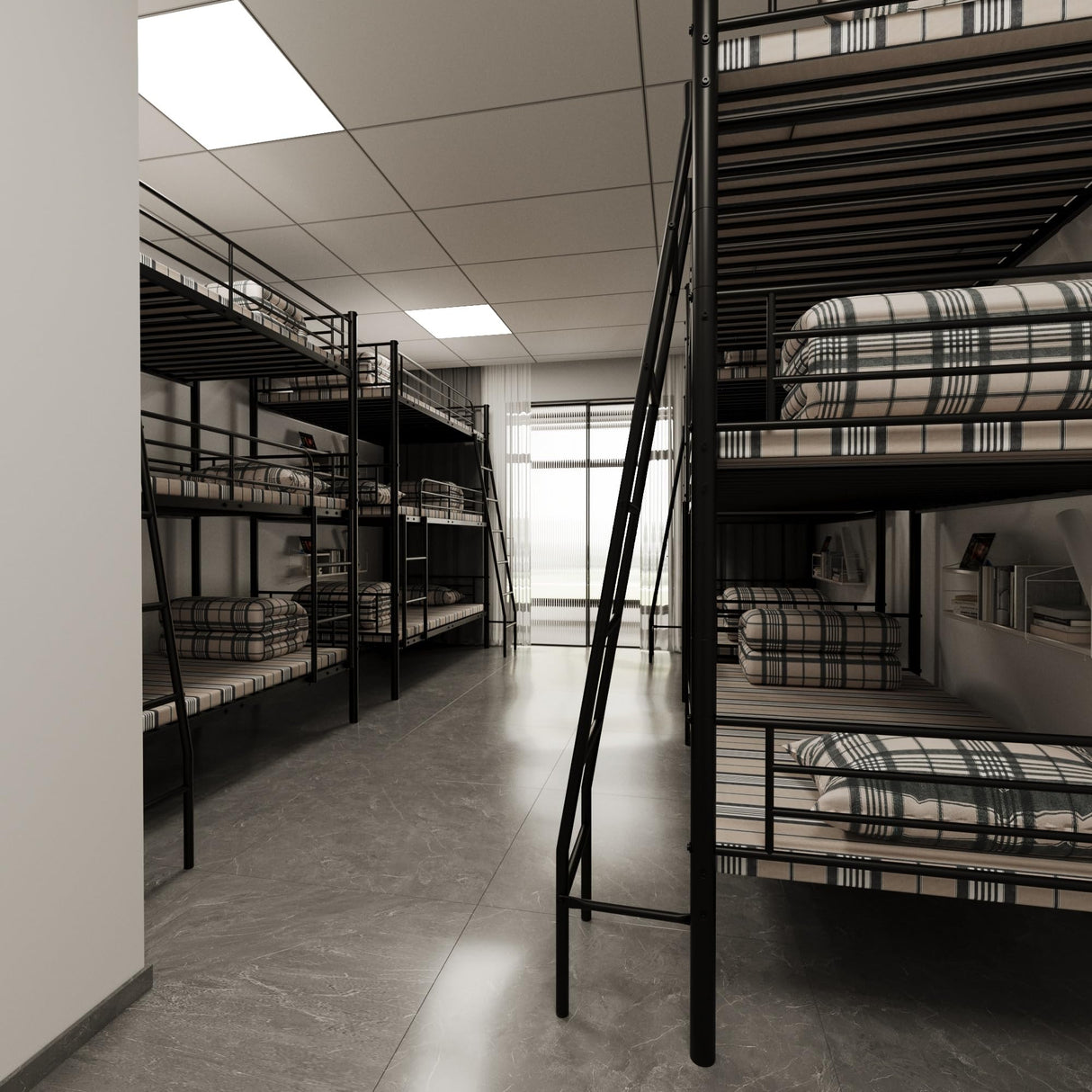 LUMISOL Twin Size Triple Bunk Beds, Heavy Duty Metal Triple Bunk Bed Frame with Ladder for Share Bedrooms, Detachable Bunk Beds, Can be Divided into 3 Beds, Black LUMISOL