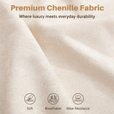 Vesgantti 87'' Chenille Couch for Living Room, 3 Seater Comfy Sofa with Wide Armrest, Thick Spring Cushions, Removable Cover, Modern Cloud Couch for Apartment, Office, Small Space, Chenille Beige Vesgantti