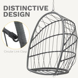 DWVO Egg Chair with Stand, Hanging Outdoor Rattan Wicker Patio Hammock Indoor Egg Chair with Cushion, Hanging Swing Chair 350lbs for Porch, Garden, Bedroom, Balcony, Gray DWVO