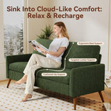 Vipbear 68" Loveseat Sofa - Green, Comfy Corduroy with Spring Cushion, Solid Wood Frame, Modern Deep Seat, Bedroom & Living Room, Office Small Couch Vipbear