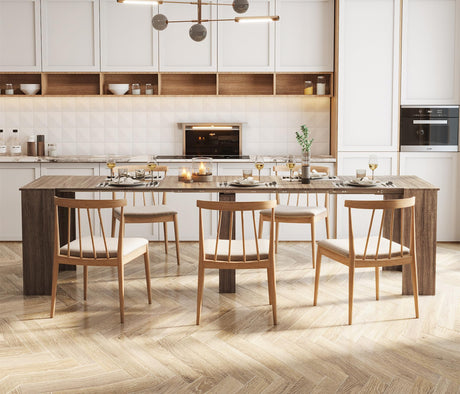 Maotifeys Rustic Wood Extendable Dining Room Table 118" Large Expandable Dining Tables for 6 8 10 12 People Industrial Transformer Kitchen Table Space Saving for Family Gathering (Oak) Maotifeys