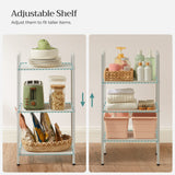 SONGMICS 3-Tier Storage Rack, Bathroom Shelf, Extendable Plant Stand with Adjustable Shelf, for Bathroom, Living Room, Balcony, Kitchen, White UBSC033W01, 11.8 x 15 x 28.4 Inches SONGMICS