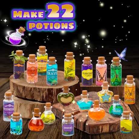JEEKALO Fariy Magic Glow Potion Set Kits for Kids, Magic Kids Mix Potion DIY Making kit 22 Bottles, Creative Toy Art Craft Set Christmas Birthday Present for Girls Boys Age 6 7 8 9 10 11 12 JEEKALO