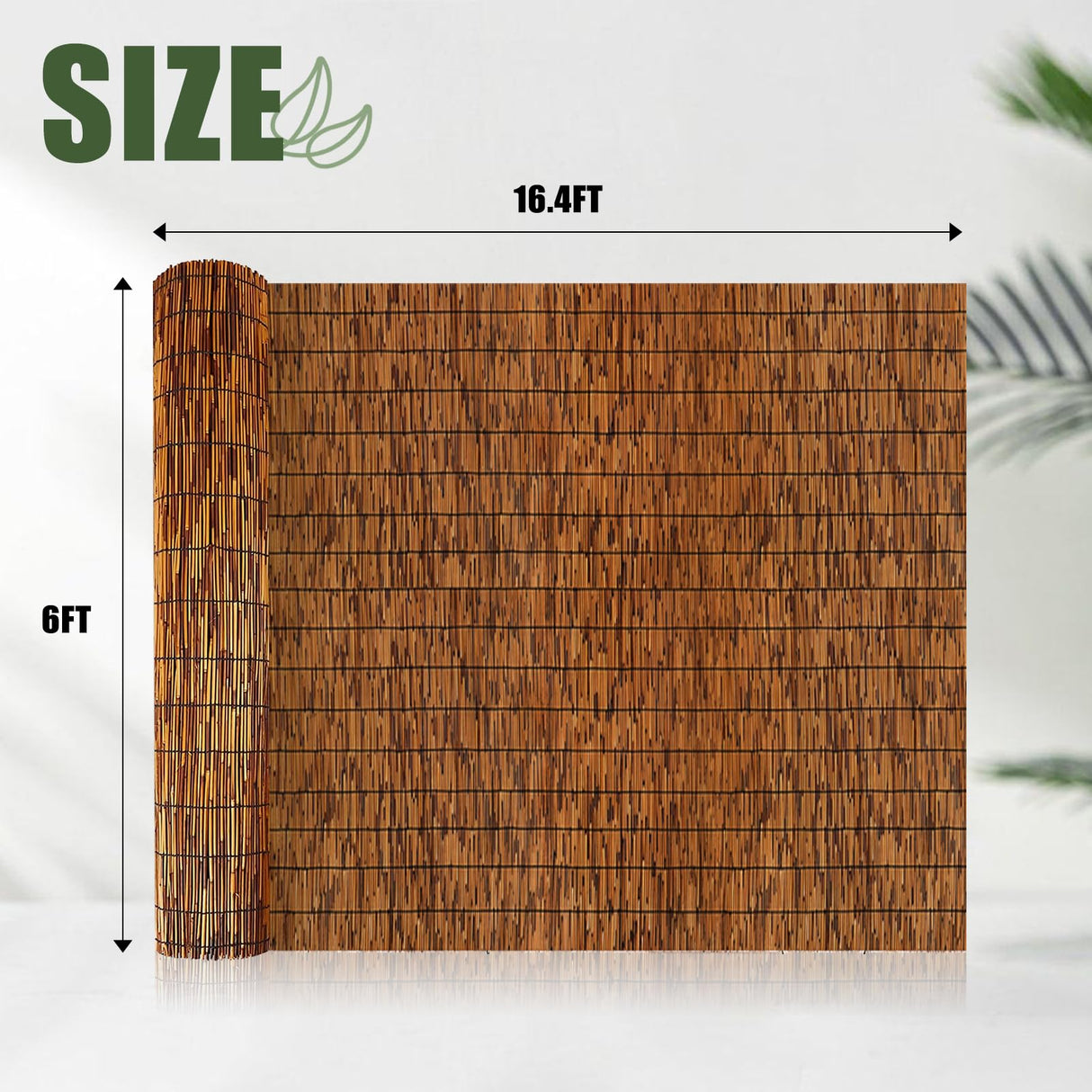 MOOKNAT Natural Reed Fence,6FT X 16.4FT Bamboo Fencing Privacy Reed Screening for Outdoor, Gallery, Restaurant, Hotel, Patio (Brown) MOOKNAT