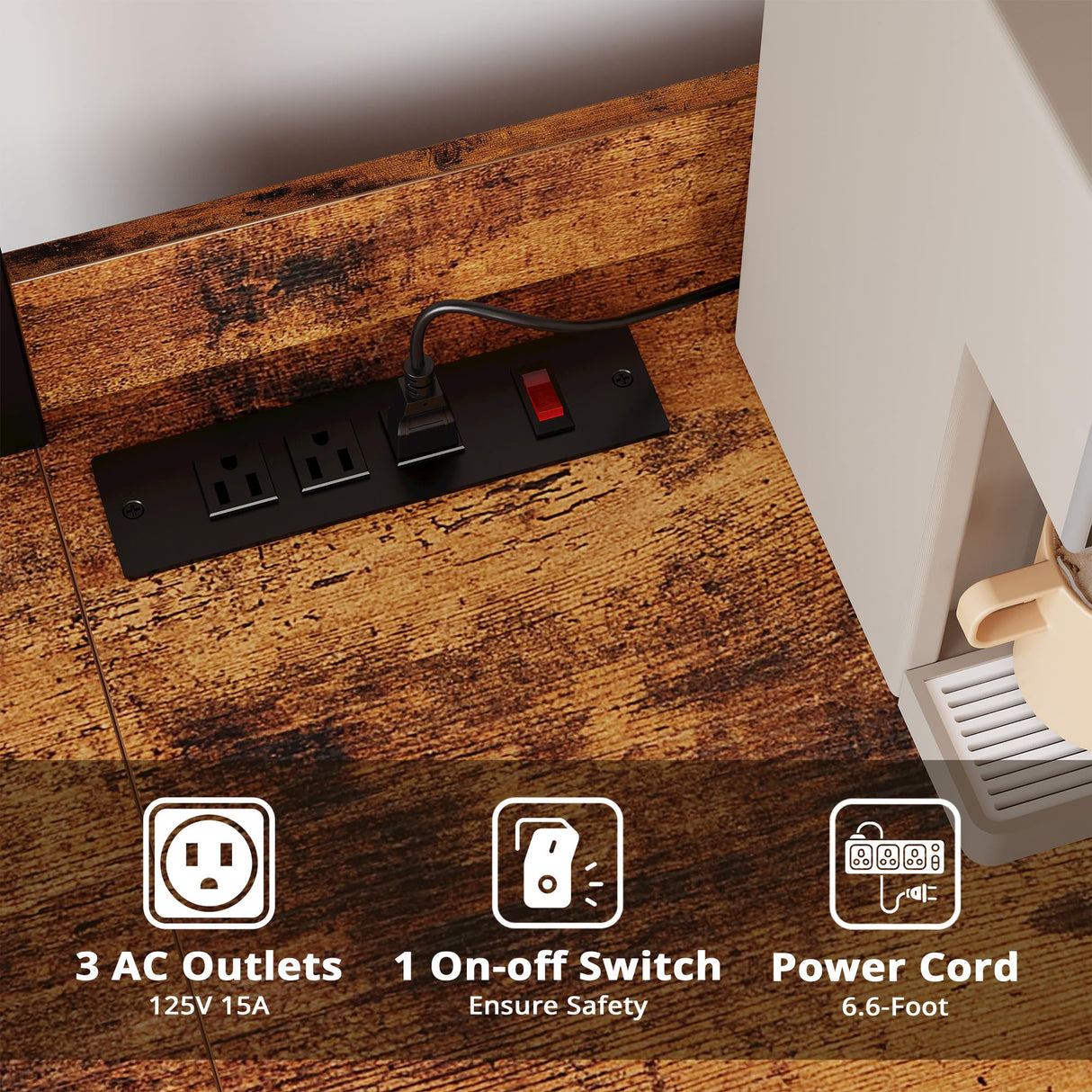 IRONCK Large Bakers Rack with Power Outlet, 62 Inch Wide Microwave Stand, Coffee Bar with Storage, Kitchen Racks and Shelves IRONCK