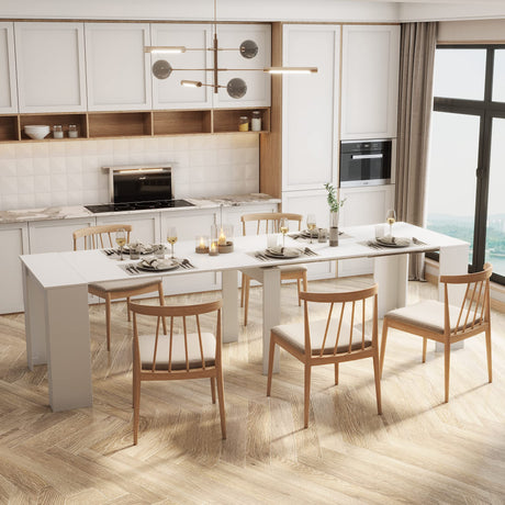 Expandable Dining Table,Modern Kitchen & Dining Room Tables for 6-12 Person,20'' to 118'' Space-Saving Extendable Kitchen Table, Large Rectangular Wooden Dining Table for Home Office SSLine