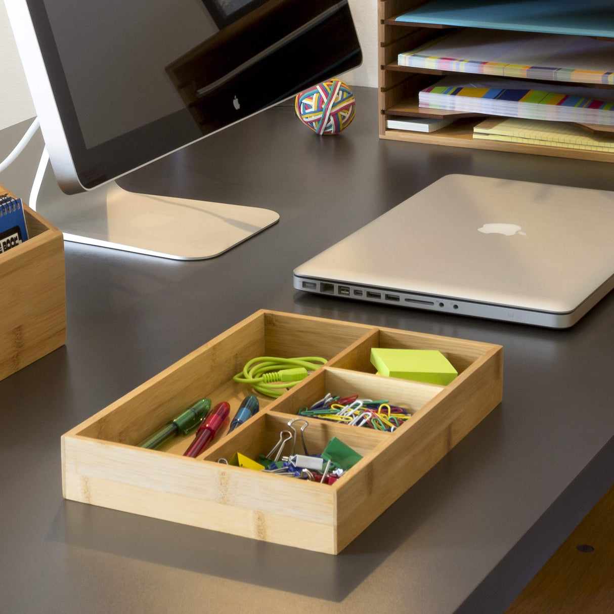 Lipper International 824, Bamboo Wood 4-Compartment Organizer Tray, 11 5/8" x 7 7/8" x 1 3/4" Lipper International
