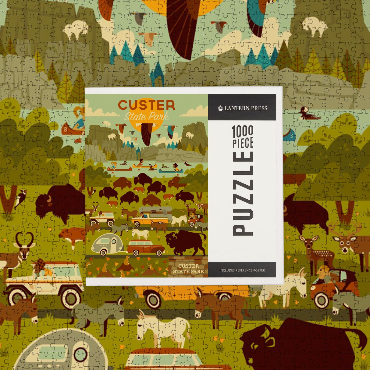 Custer State Park, South Dakota, Geometric (1000 Piece Puzzle, Challenging Jigsaw Puzzle for Adults, Made in USA) Lantern Press