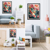 MXJSUA Koi Fish DIY Diamond Painting by Number Kits for Adults, Peony Flower 5D Round Drill Diamond Gem Art Painting Picture Arts Kits Craft for Home Wall Decor 12x16 Inch MXJSUA