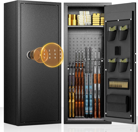 INTERGREAT 10-12 Gun Safe Rifle, Large Gun Safe for Home Rifle and Pistols with Digital Kaypad, Quick Access Gun Cabinet with 3 Removable Shelf INTERGREAT