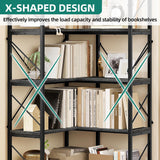 YITAHOME 5-Tier Industrial Corner Bookshelf in Charcoal Gray and Black YITAHOME