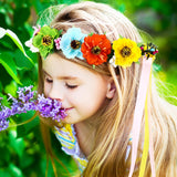 Zeyune 20 Sets Flower Crowns Making Kit, Make Your Own Flower Crown Wreath Garland Headbands Craft Kit Handmade DIY Fairy Floral Hair Accessories Gift for Girls/Teens/Women(Poppy) Zeyune