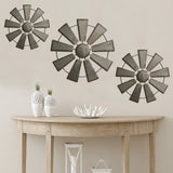 COLLECTIVE HOME - 3 Pcs Metal Windmill, Galvanized Hanging Wall Decor, Farmhouse Wall Sculpture, 3D 13/11/9.5 Inch Wall Art for Office Living Room Bedroom (Windmill) COLLECTIVE HOME