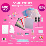 Klever Kits 400+PCS Fashion Design Crafts for Kids, Art and Crafts, DIY Sewing Kits with 3 Mannequins for Girls Aged 8-12, Birthday Presents, Toys fot Kids Klever Kits